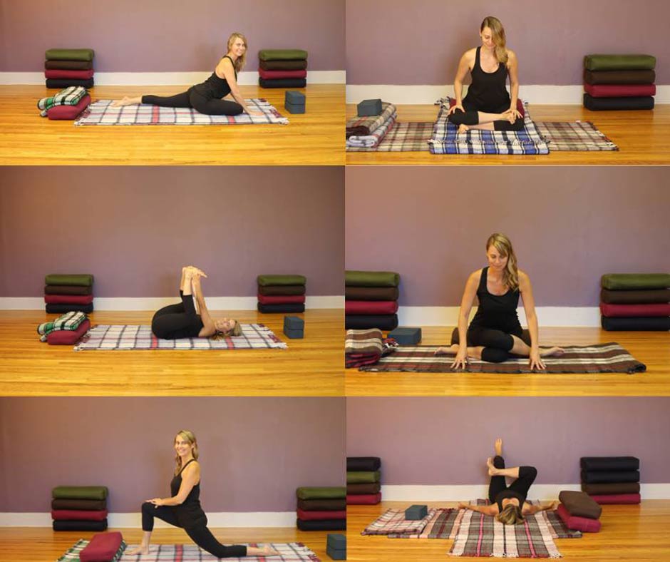 Yin Yoga Dragonfly Pose and Yin Yoga Straddle Pose with modifications 